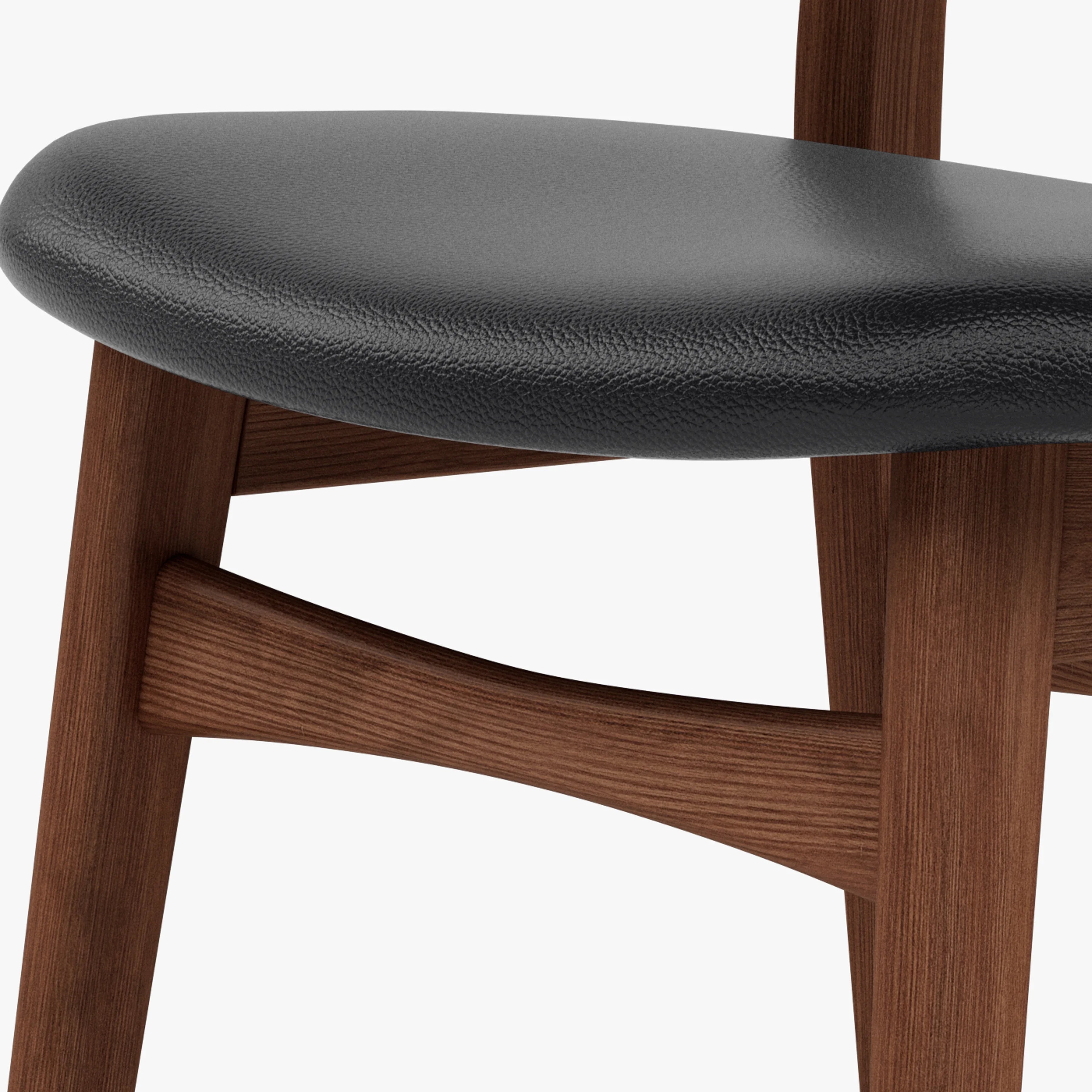 Magnus Dining Chair Black Leather Solid American Walnut