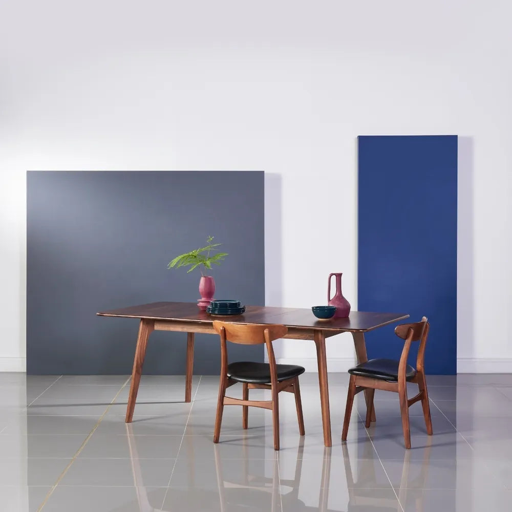 Magnus Dining Chair Black Leather Solid American Walnut