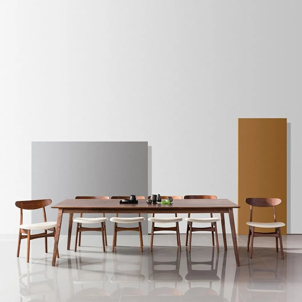 Magnus Dining Chair Cream Leather Solid American Walnut