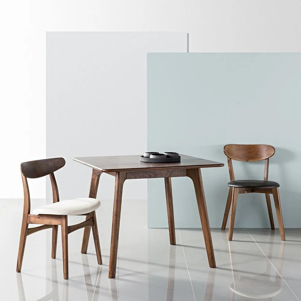 Magnus Dining Chair Cream Leather Solid American Walnut