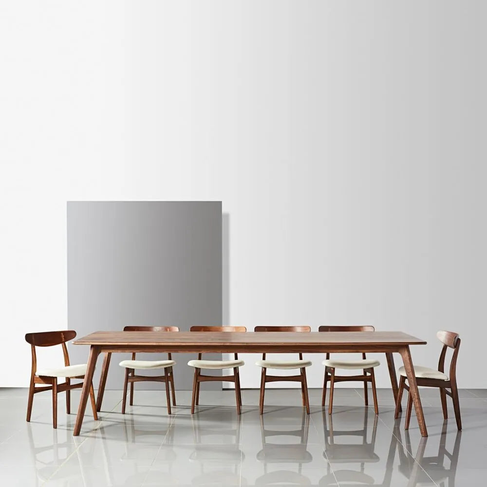 Magnus Dining Chair Cream Leather Solid American Walnut