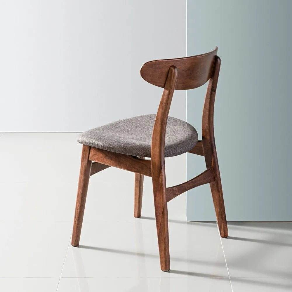Magnus Dining Chair Light Gray Fabric Solid American Walnut