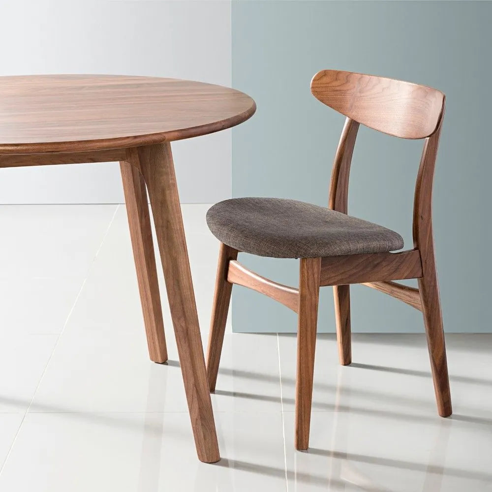 Magnus Dining Chair Light Gray Fabric Solid American Walnut