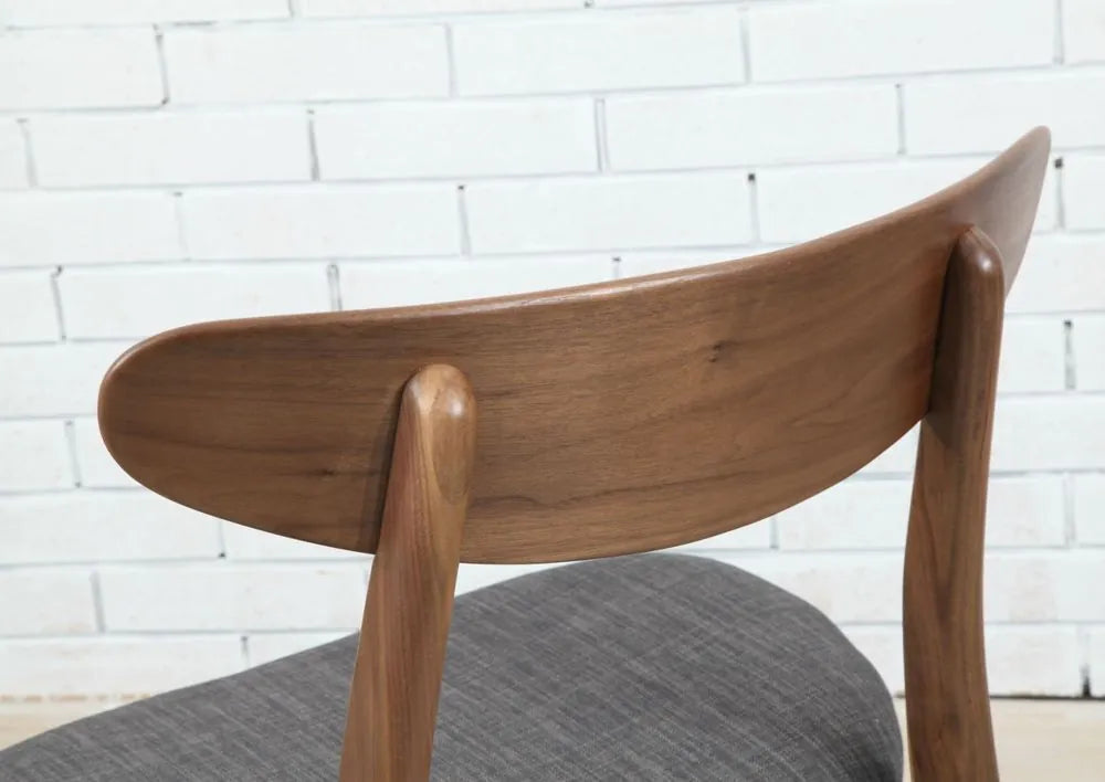 Magnus Dining Chair Light Gray Fabric Solid American Walnut