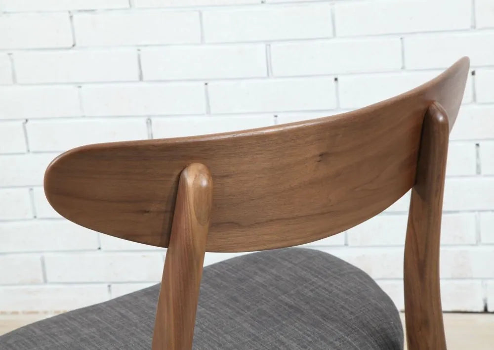 Magnus Dining Chair Light Gray Fabric Solid American Walnut