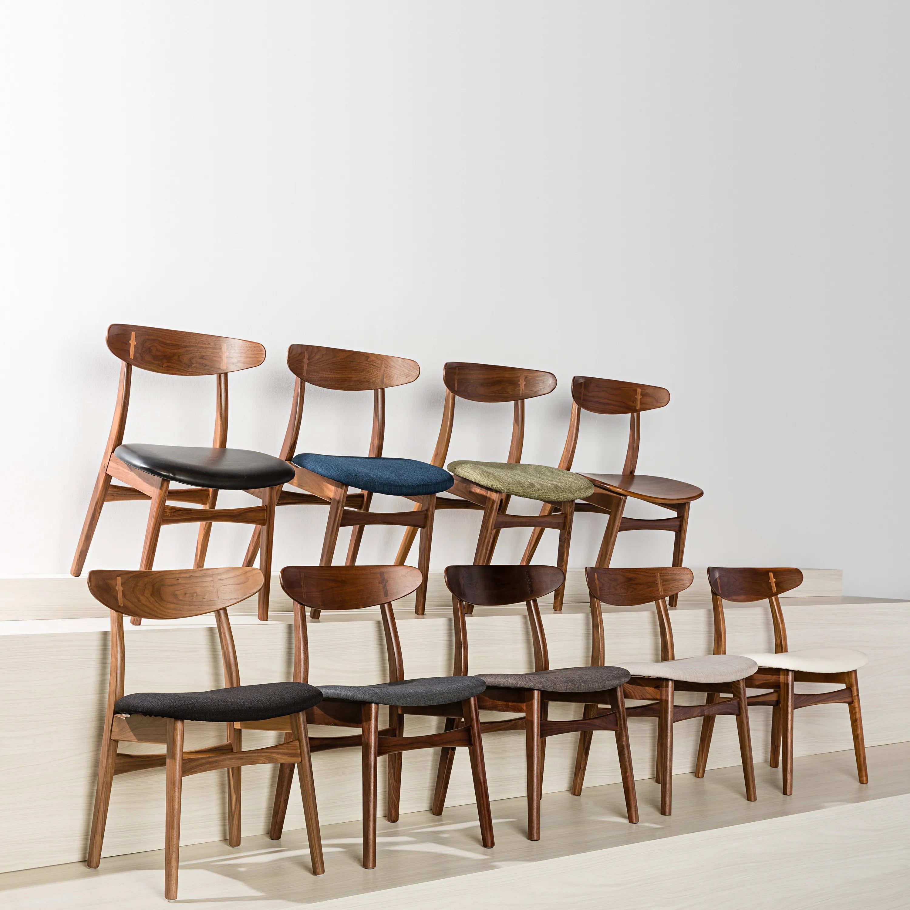 Magnus Dining Chair Light Gray Fabric Solid American Walnut