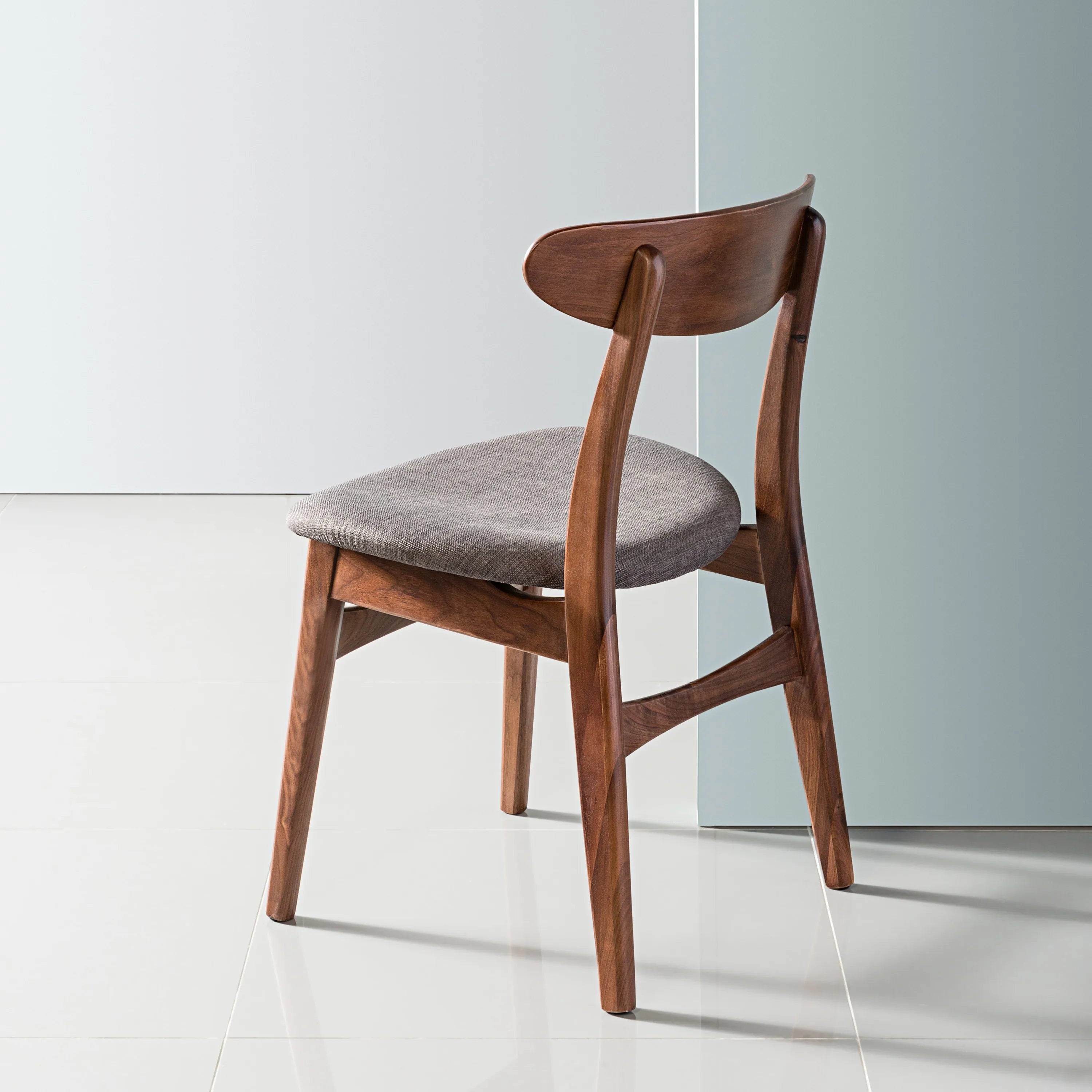 Magnus Dining Chair Light Gray Fabric Solid American Walnut