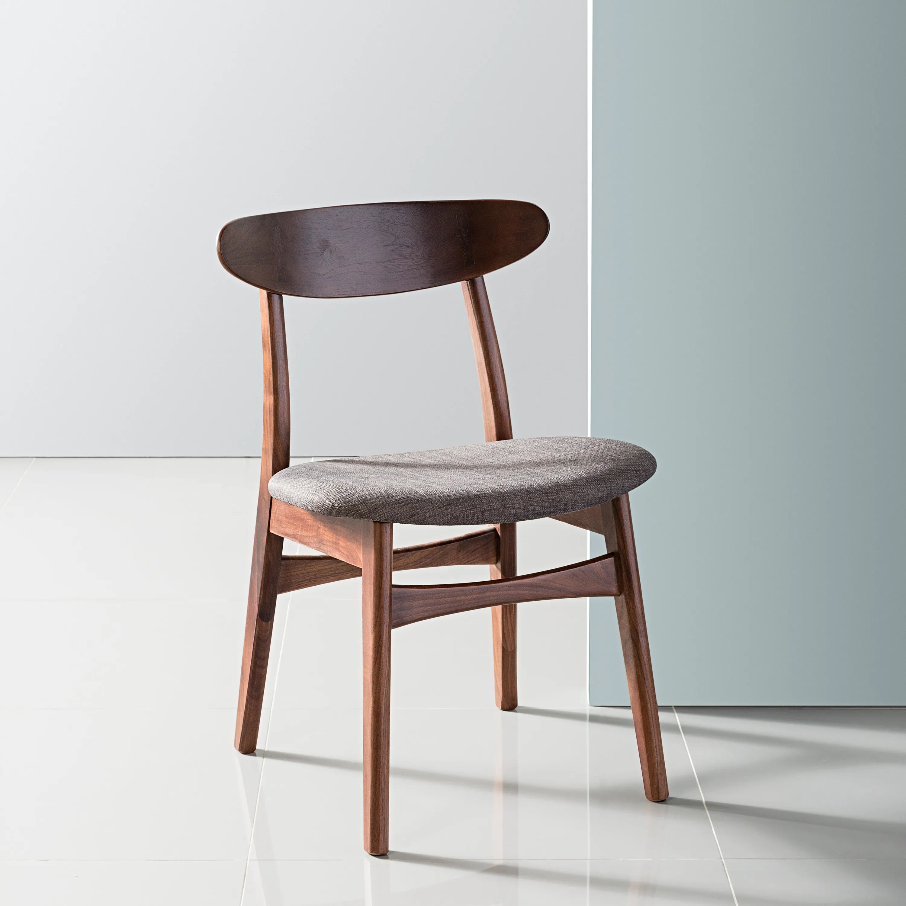 Magnus Dining Chair Light Gray Fabric Solid American Walnut