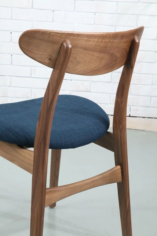 Magnus Dining Chair Midnight Blue Fabric Solid American Walnut