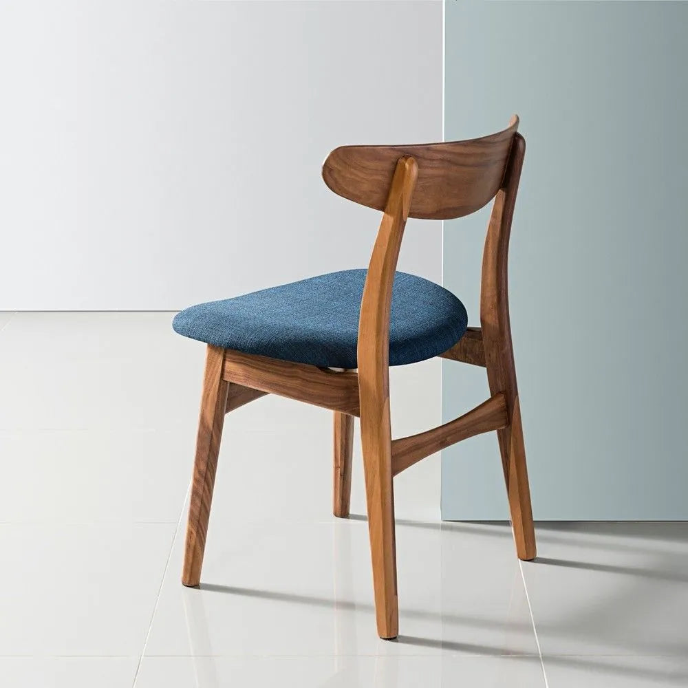 Magnus Dining Chair Midnight Blue Fabric Solid American Walnut