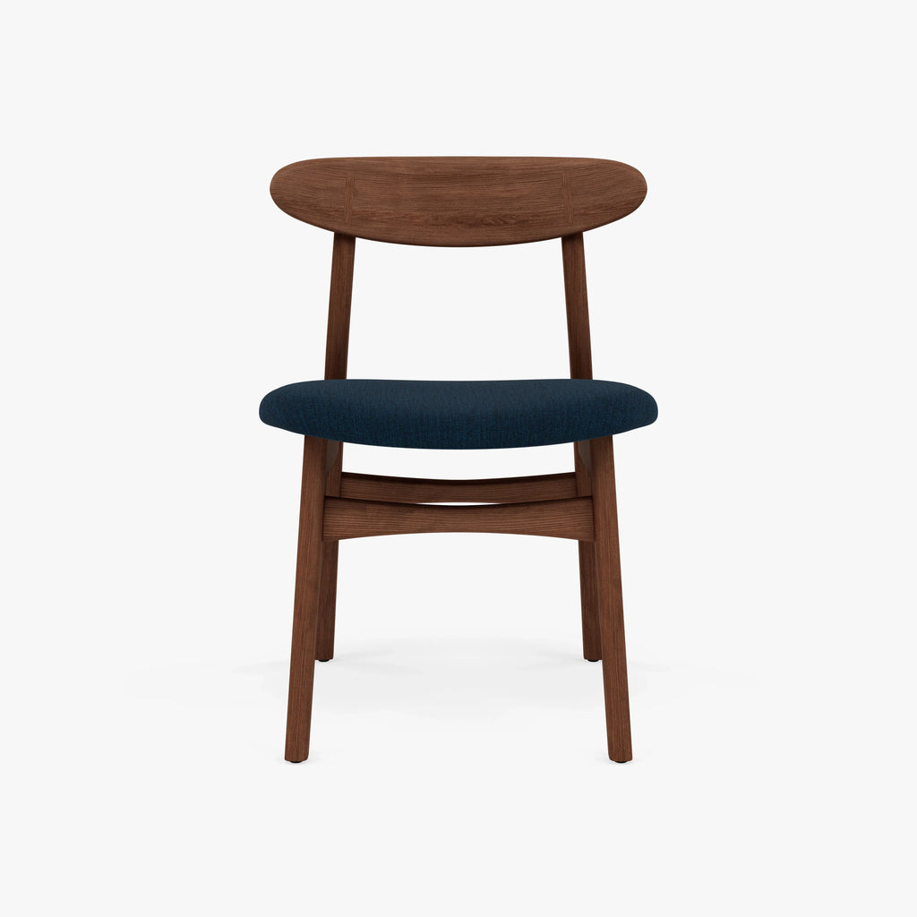Magnus Dining Chair Midnight Blue Fabric Solid American Walnut