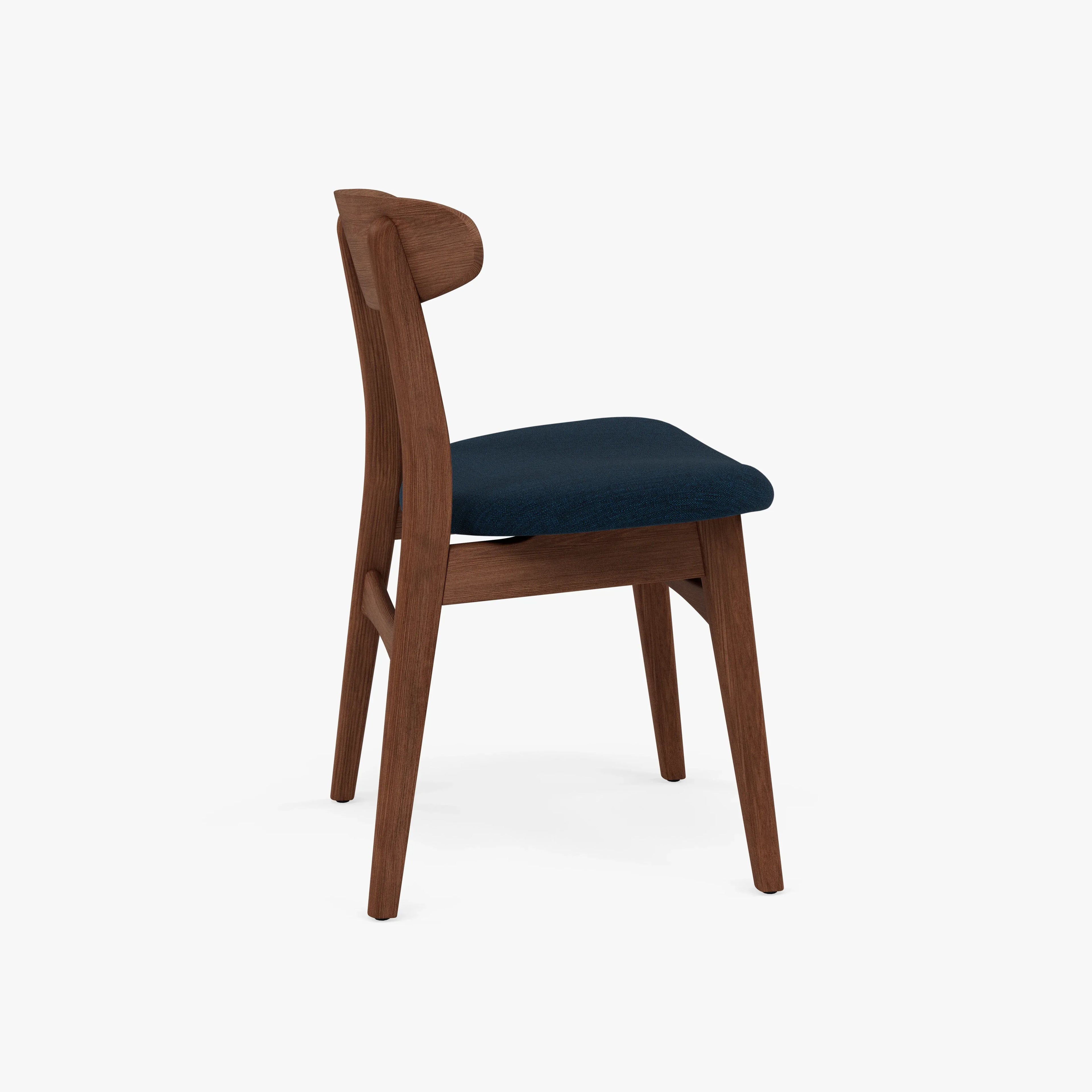 Magnus Dining Chair Midnight Blue Fabric Solid American Walnut
