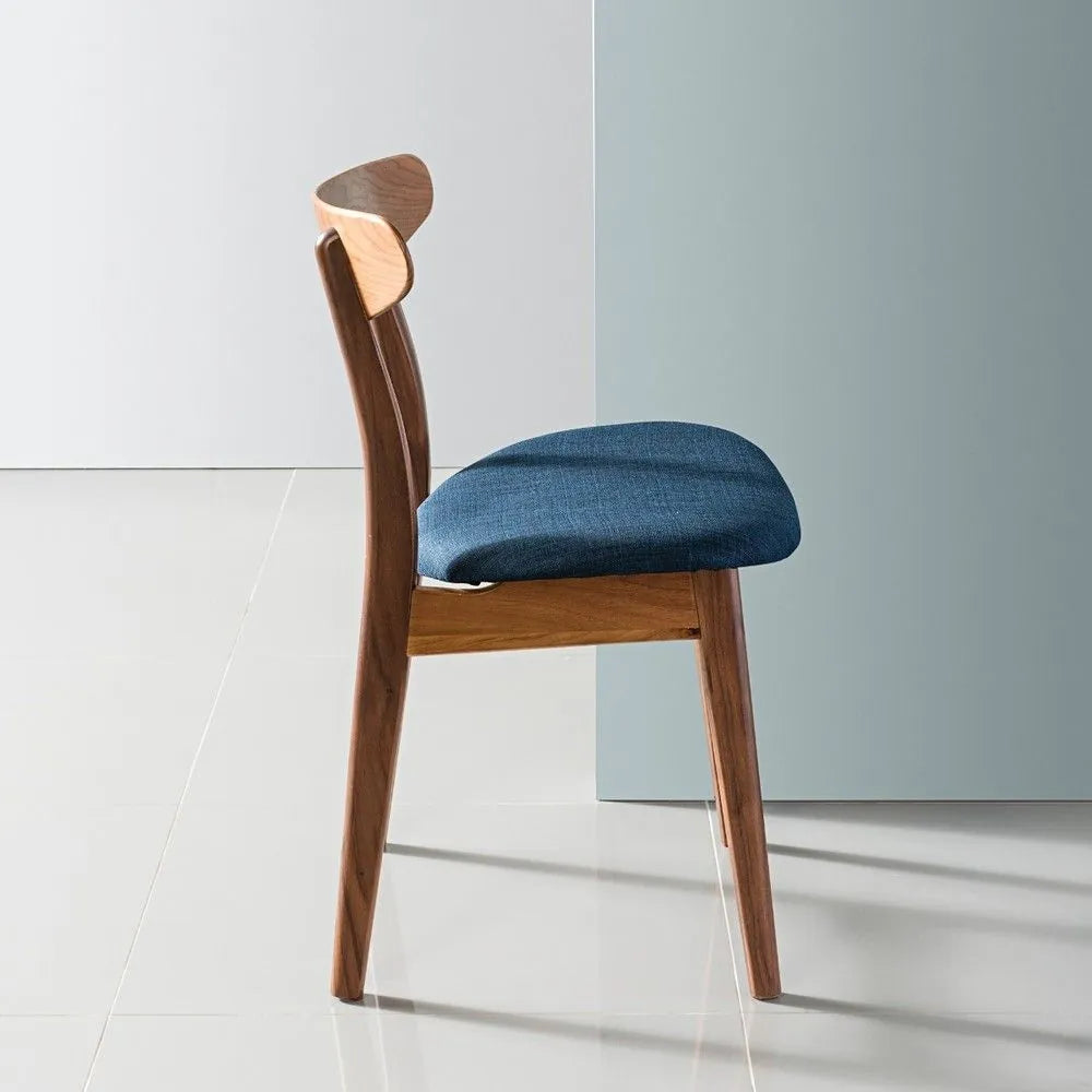 Magnus Dining Chair Midnight Blue Fabric Solid American Walnut