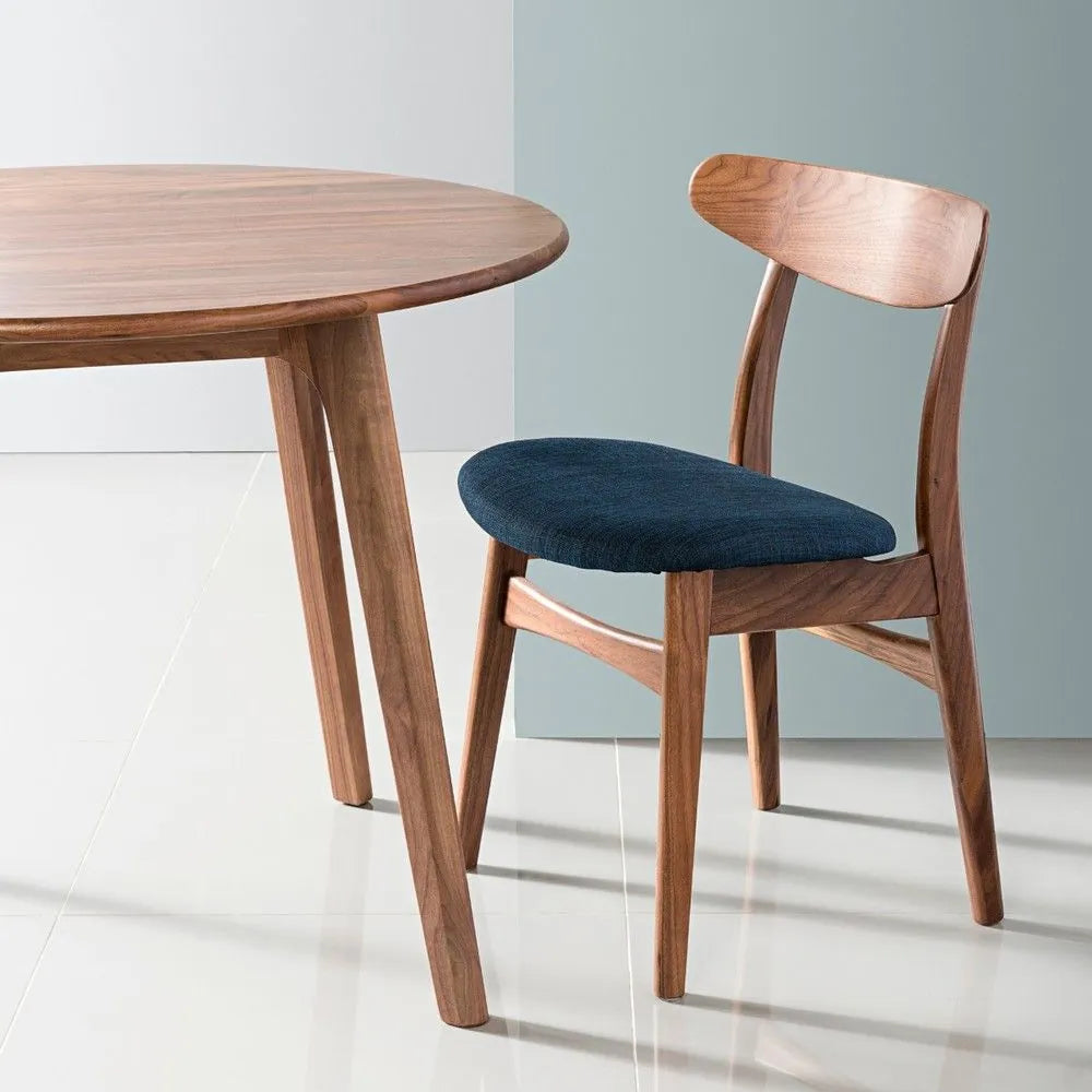 Magnus Dining Chair Midnight Blue Fabric Solid American Walnut