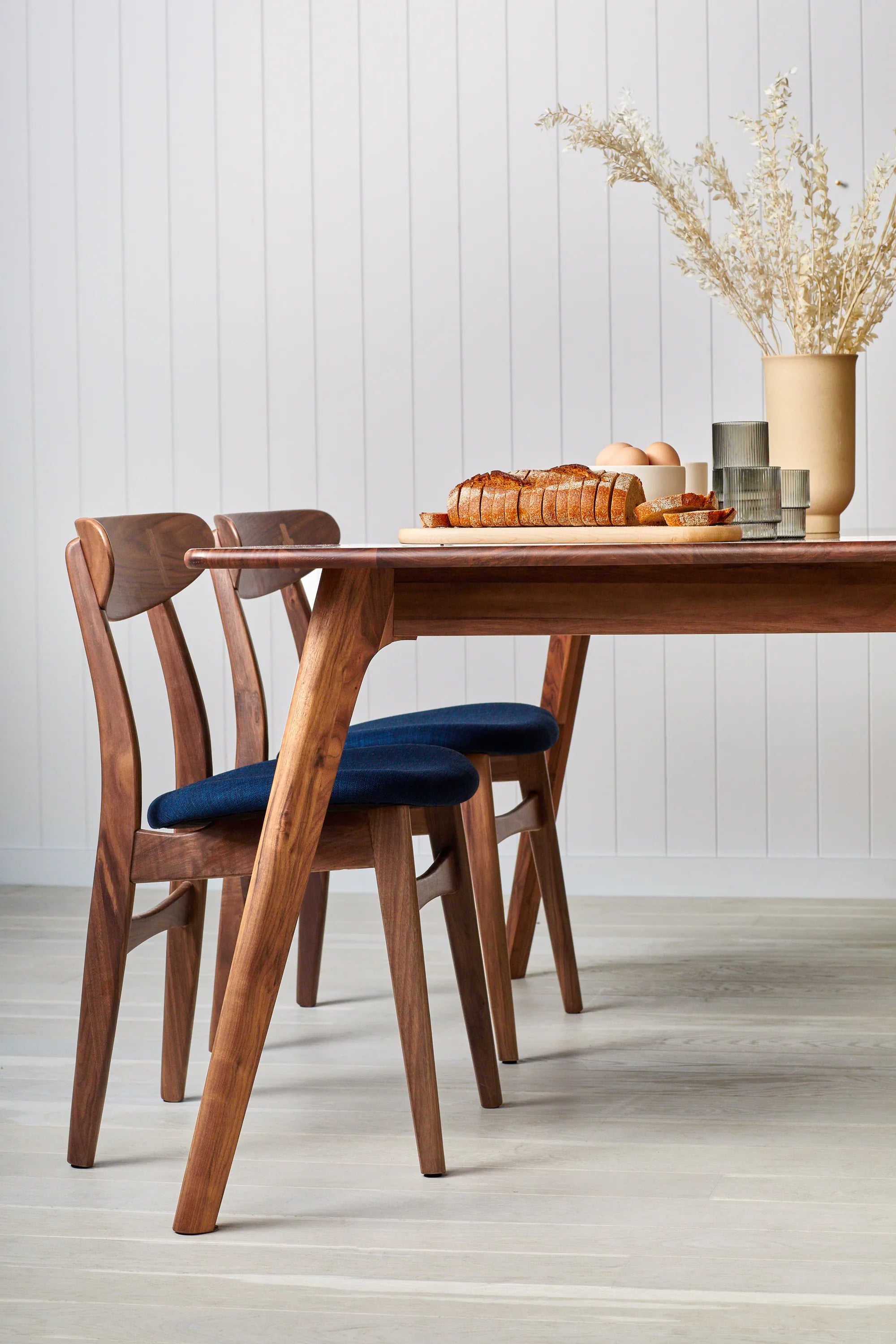 Magnus Dining Chair Midnight Blue Fabric Solid American Walnut