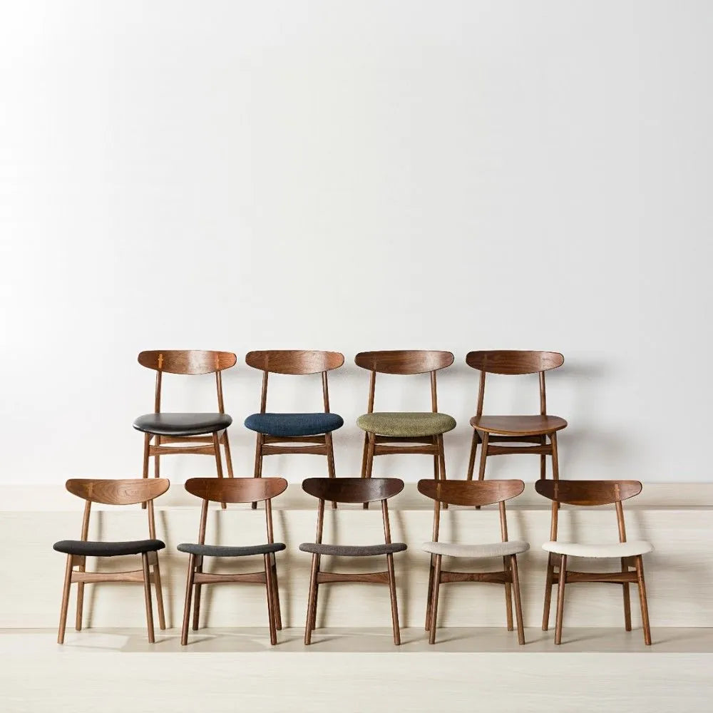 Magnus Dining Chair Off White Fabric Solid American Walnut