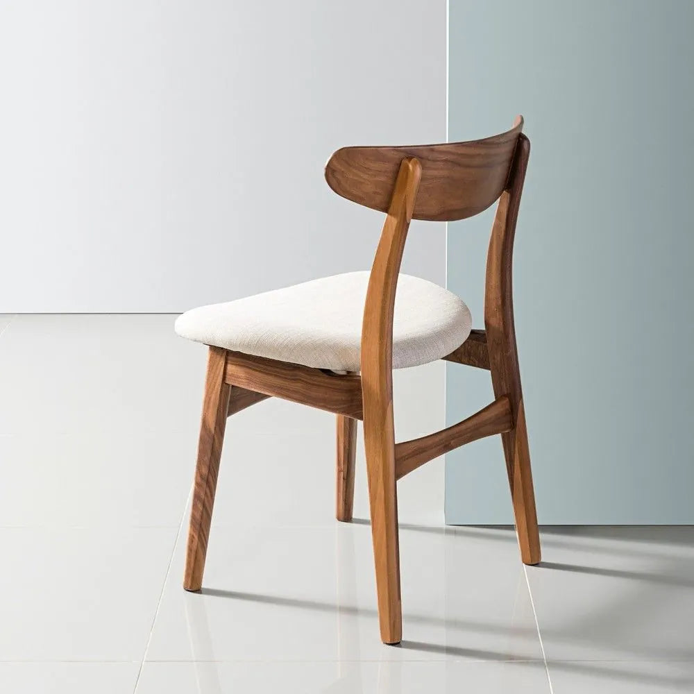 Magnus Dining Chair Off White Fabric Solid American Walnut