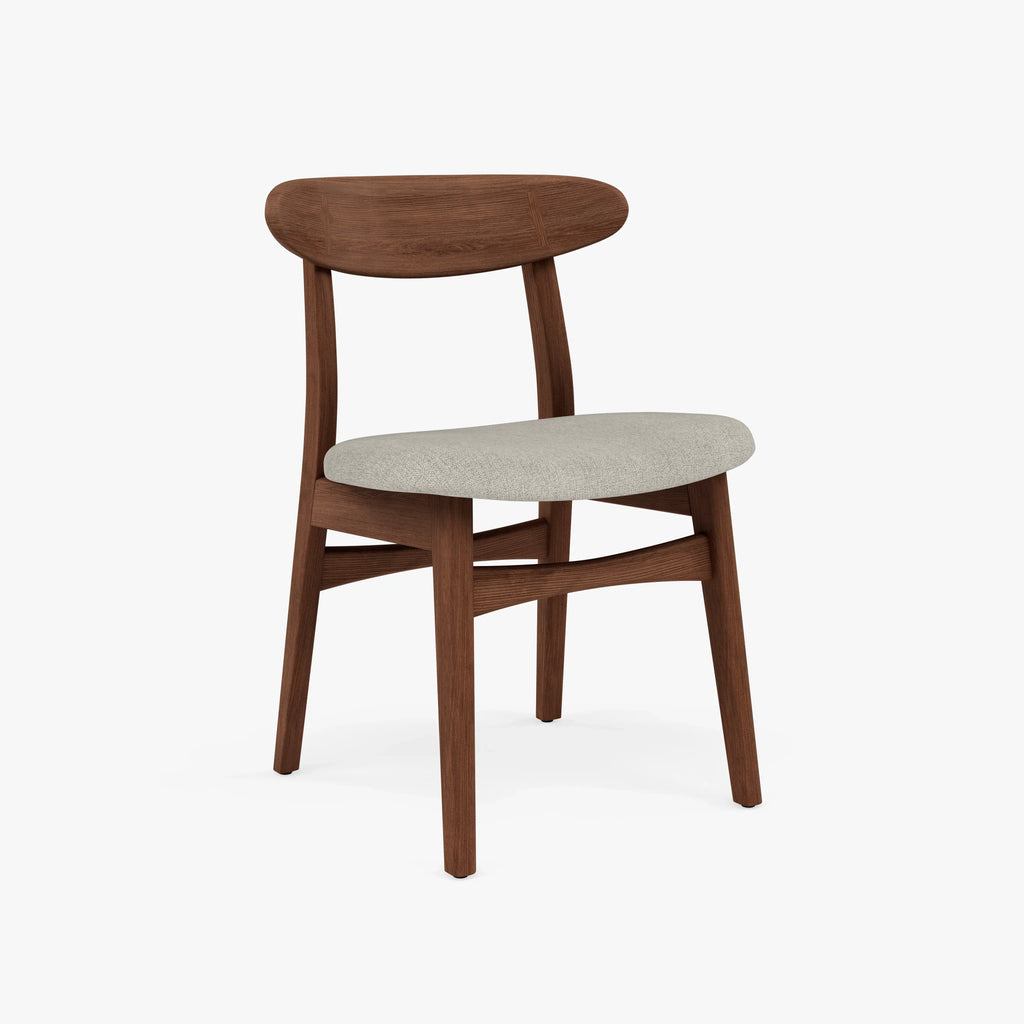 Magnus Dining Chair Off White Fabric Solid American Walnut