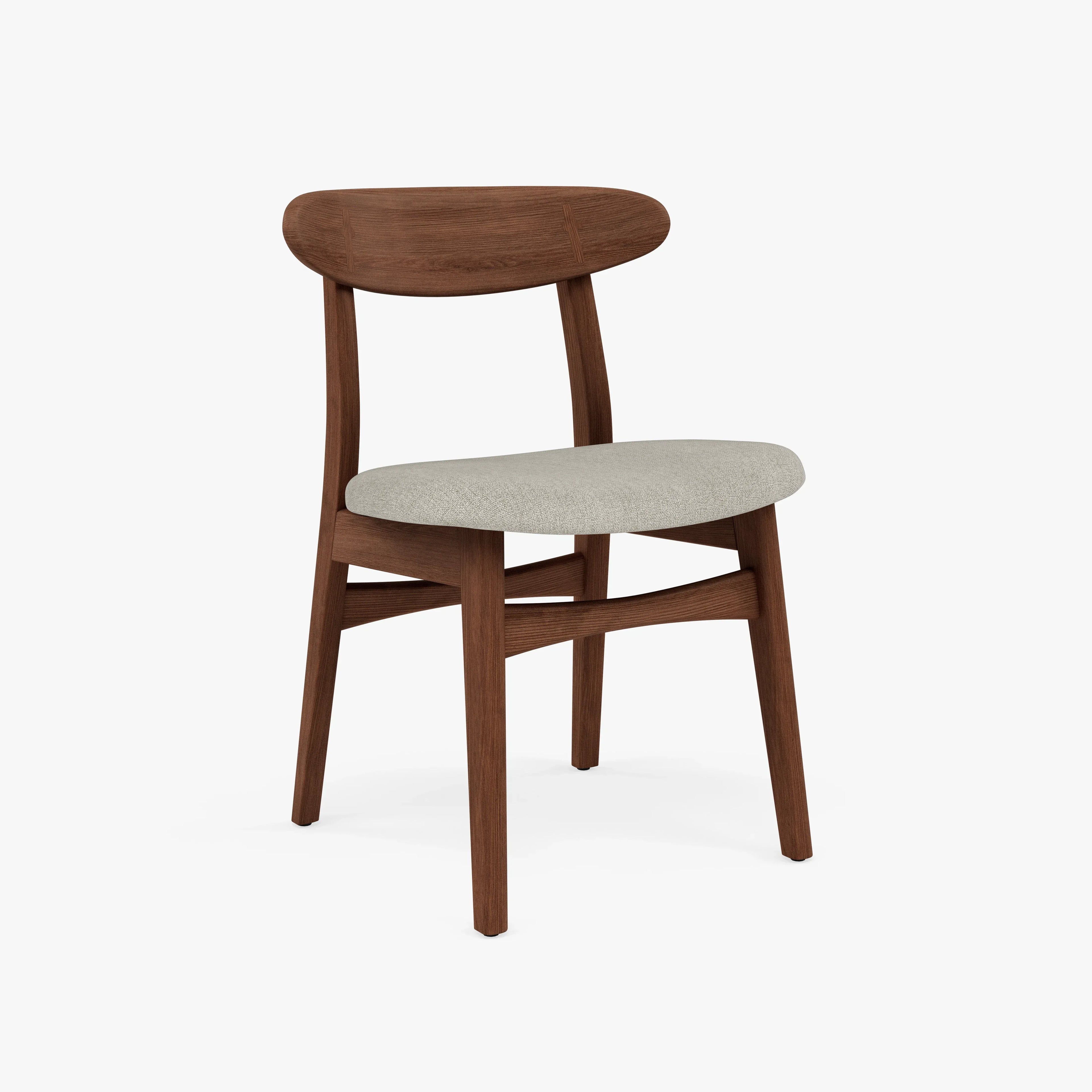 Magnus Dining Chair Off White Fabric Solid American Walnut