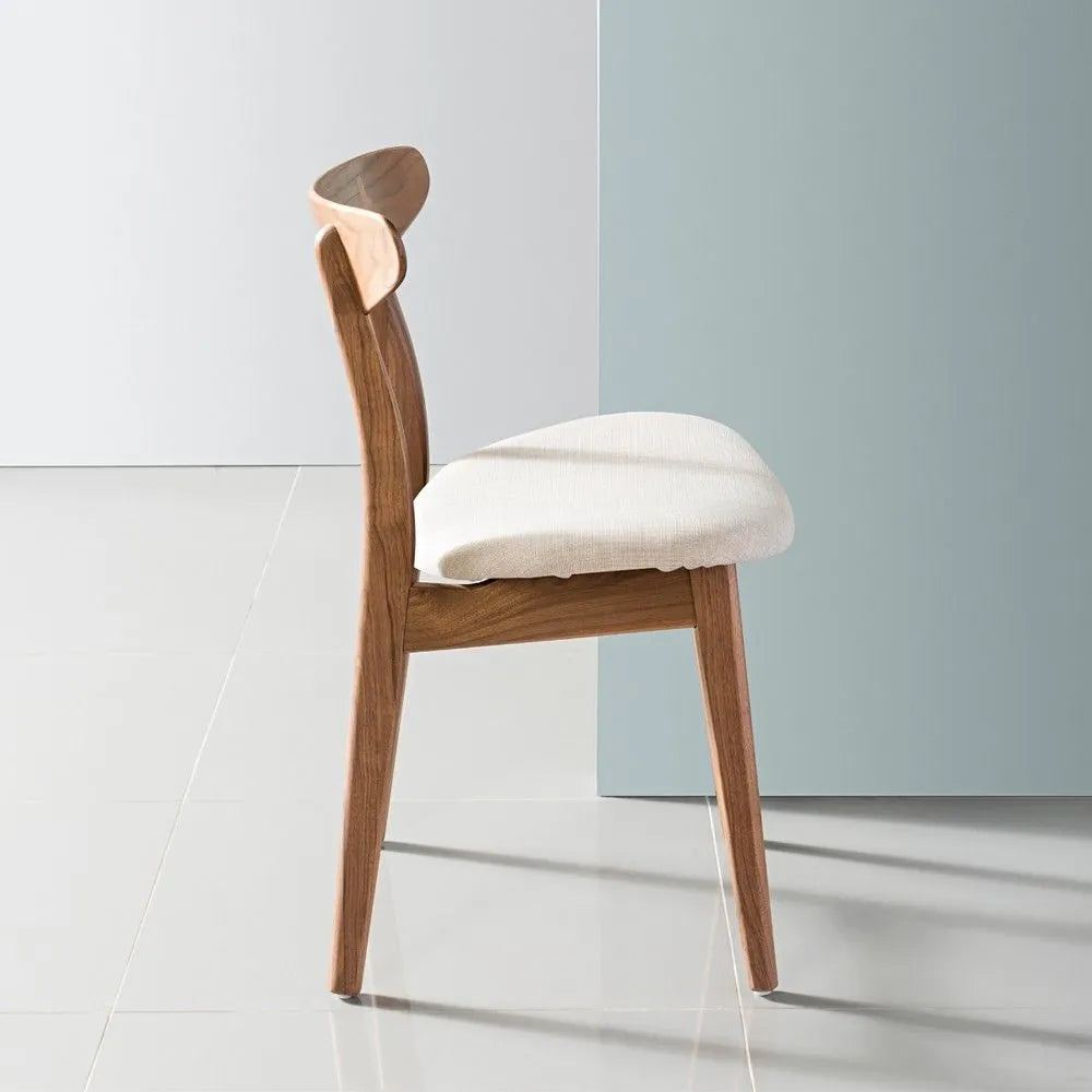 Magnus Dining Chair Off White Fabric Solid American Walnut