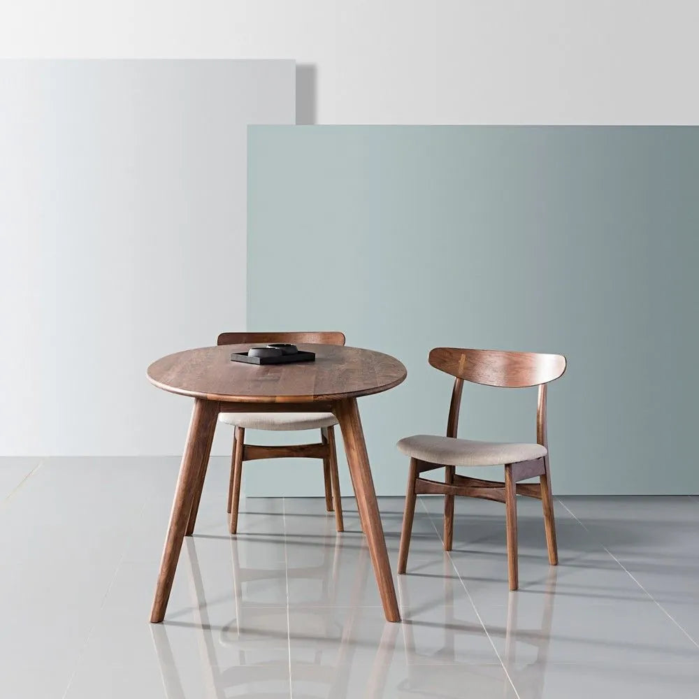 Magnus Dining Chair Off White Fabric Solid American Walnut