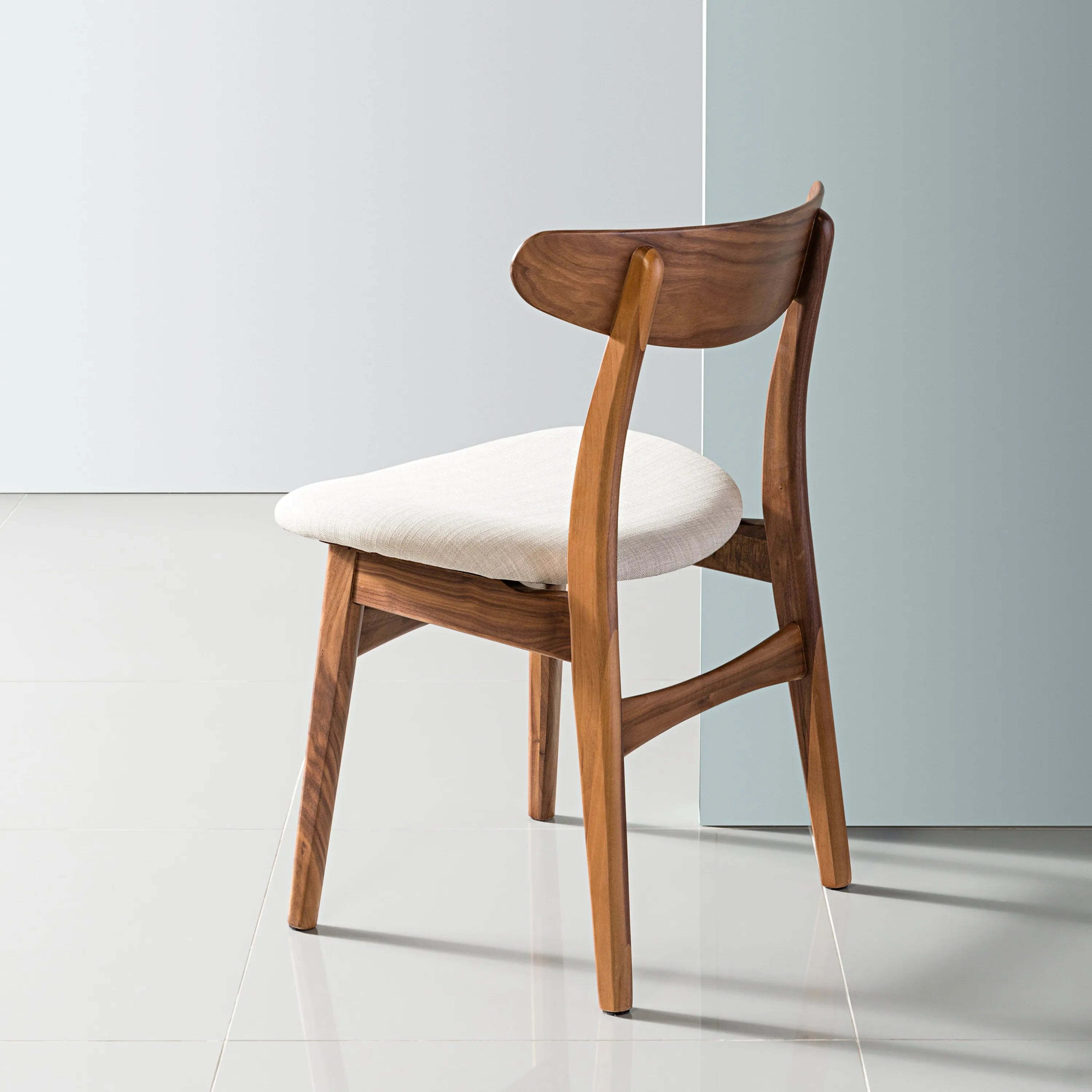 Magnus Dining Chair Off White Fabric Solid American Walnut