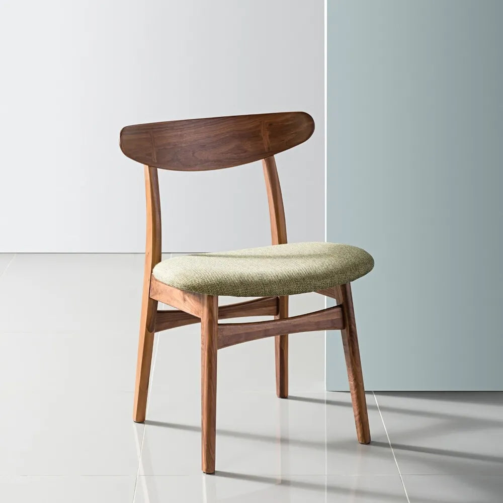 Magnus Dining Chair Sage Green Fabric Solid American Walnut