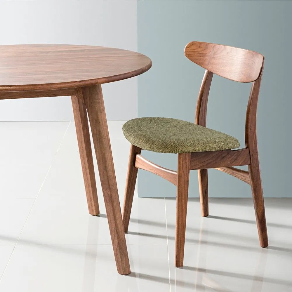 Magnus Dining Chair Sage Green Fabric Solid American Walnut