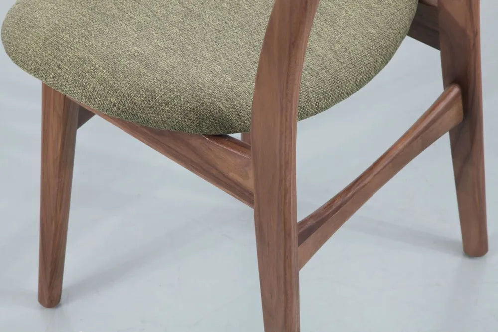Magnus Dining Chair Sage Green Fabric Solid American Walnut