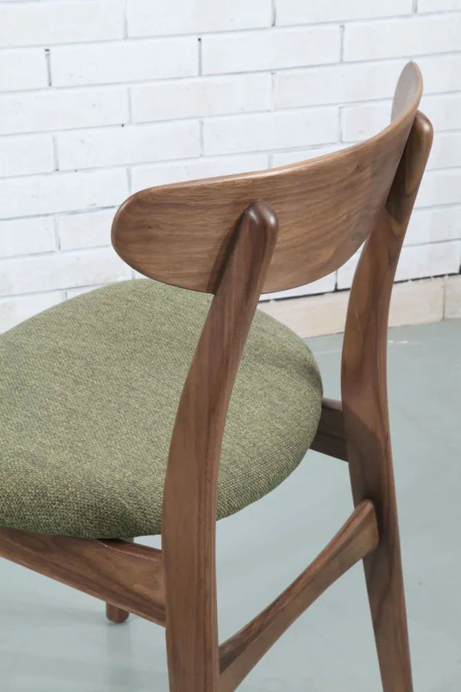 Magnus Dining Chair Sage Green Fabric Solid American Walnut
