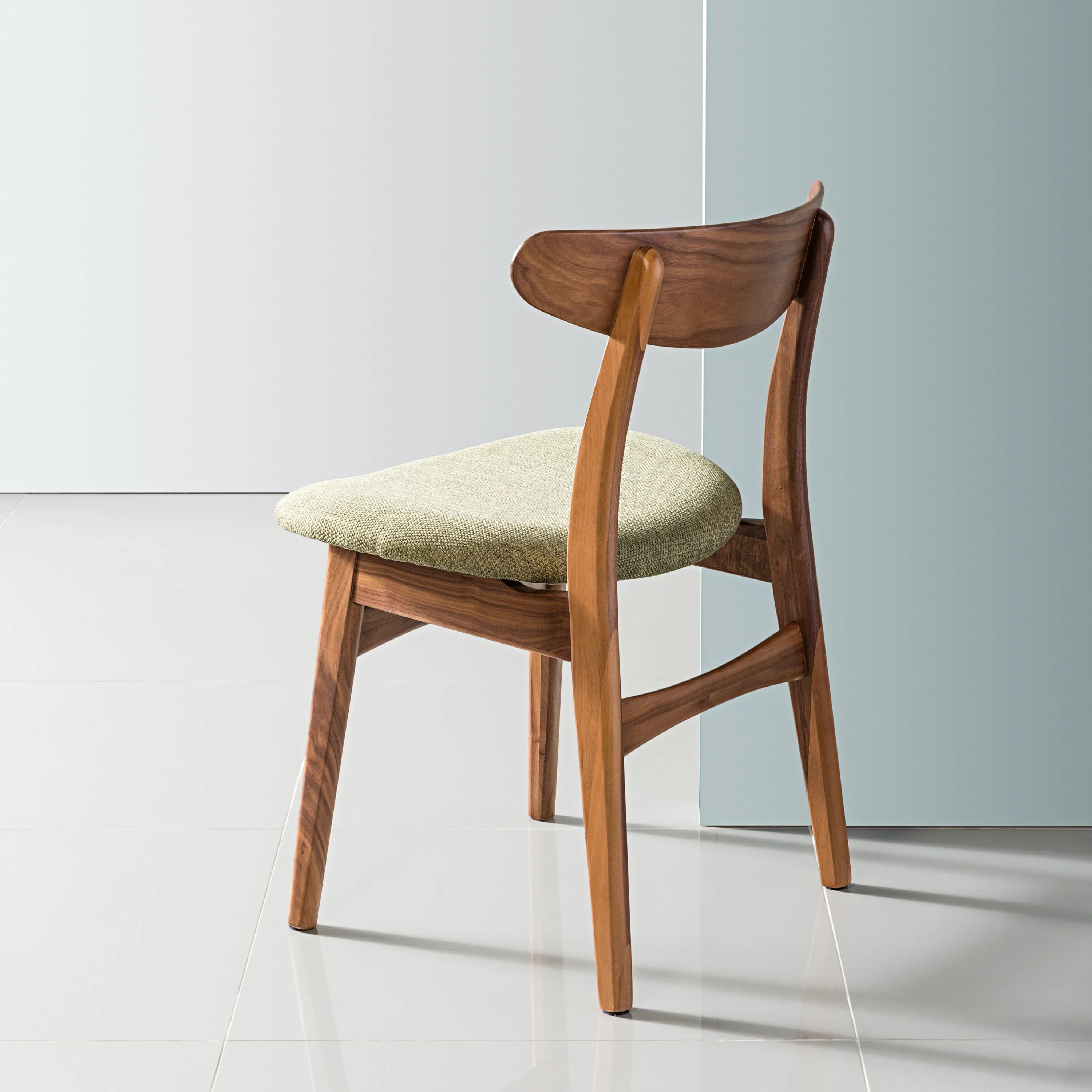 Magnus Dining Chair Sage Green Fabric Solid American Walnut
