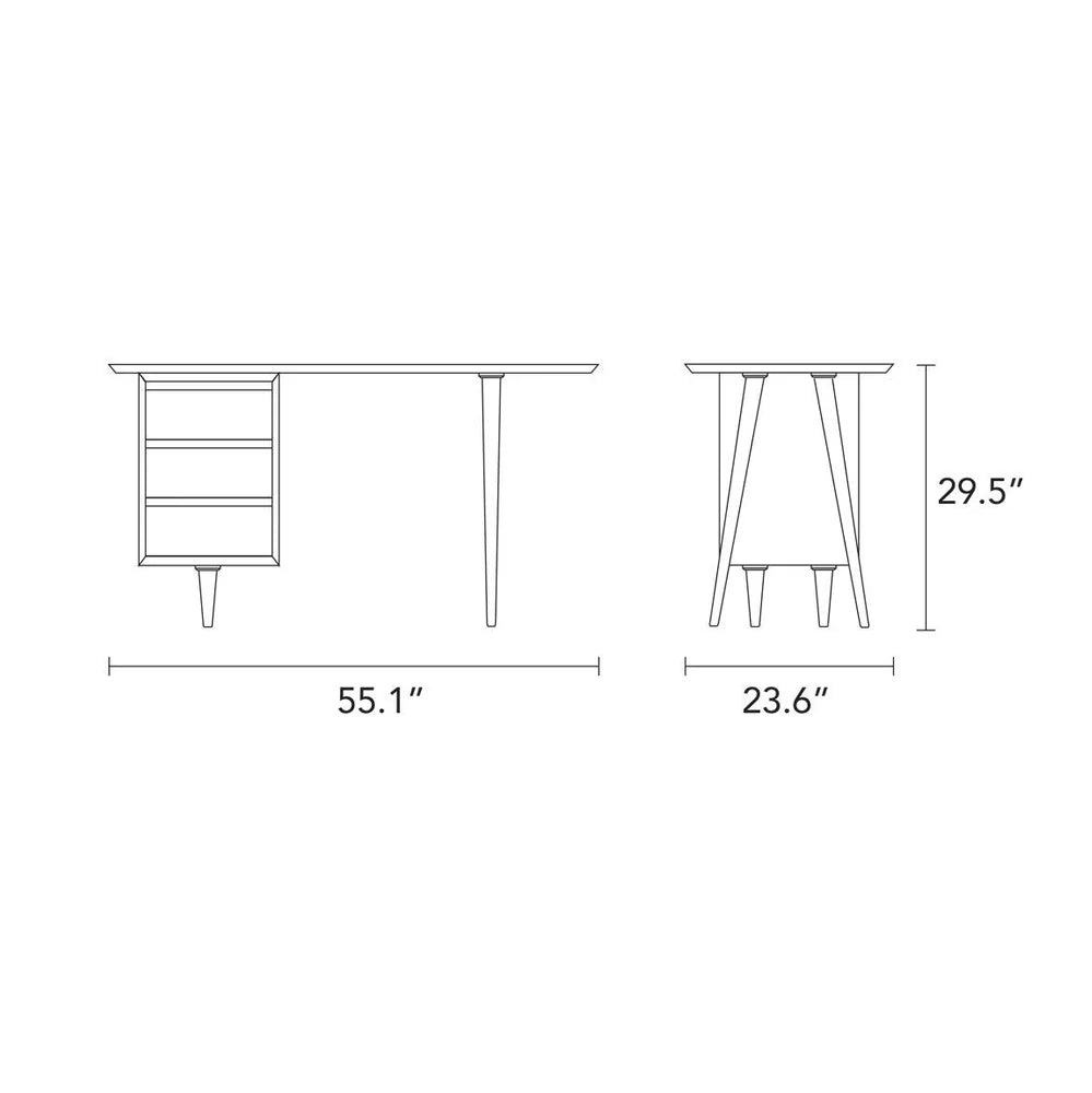 Bastian Office Desk 55" x 24" Solid American Oak
