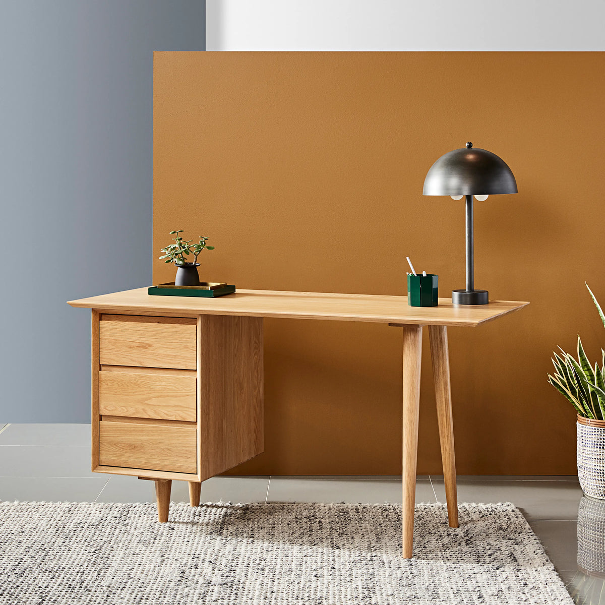 Bastian Office Desk 55" x 24" Solid American Oak