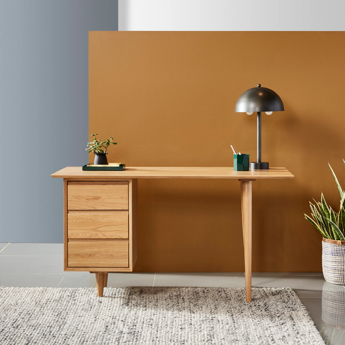 Bastian Office Desk 55" x 24" Solid American Oak