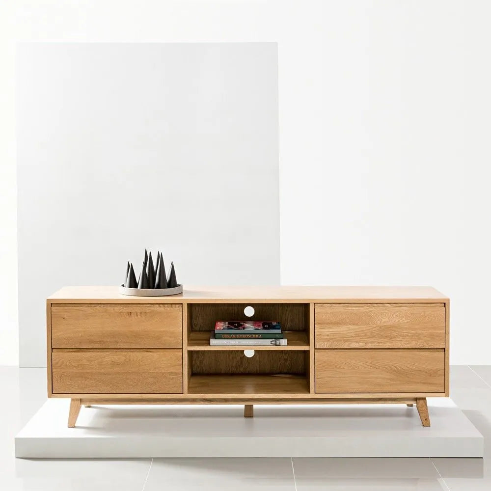 Bastian TV and Media Console 71" x 18" Solid American Oak