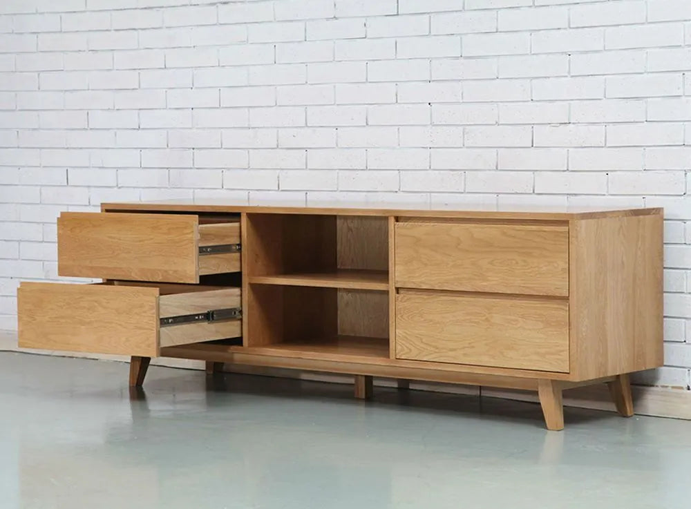 Bastian TV and Media Console 71" x 18" Solid American Oak