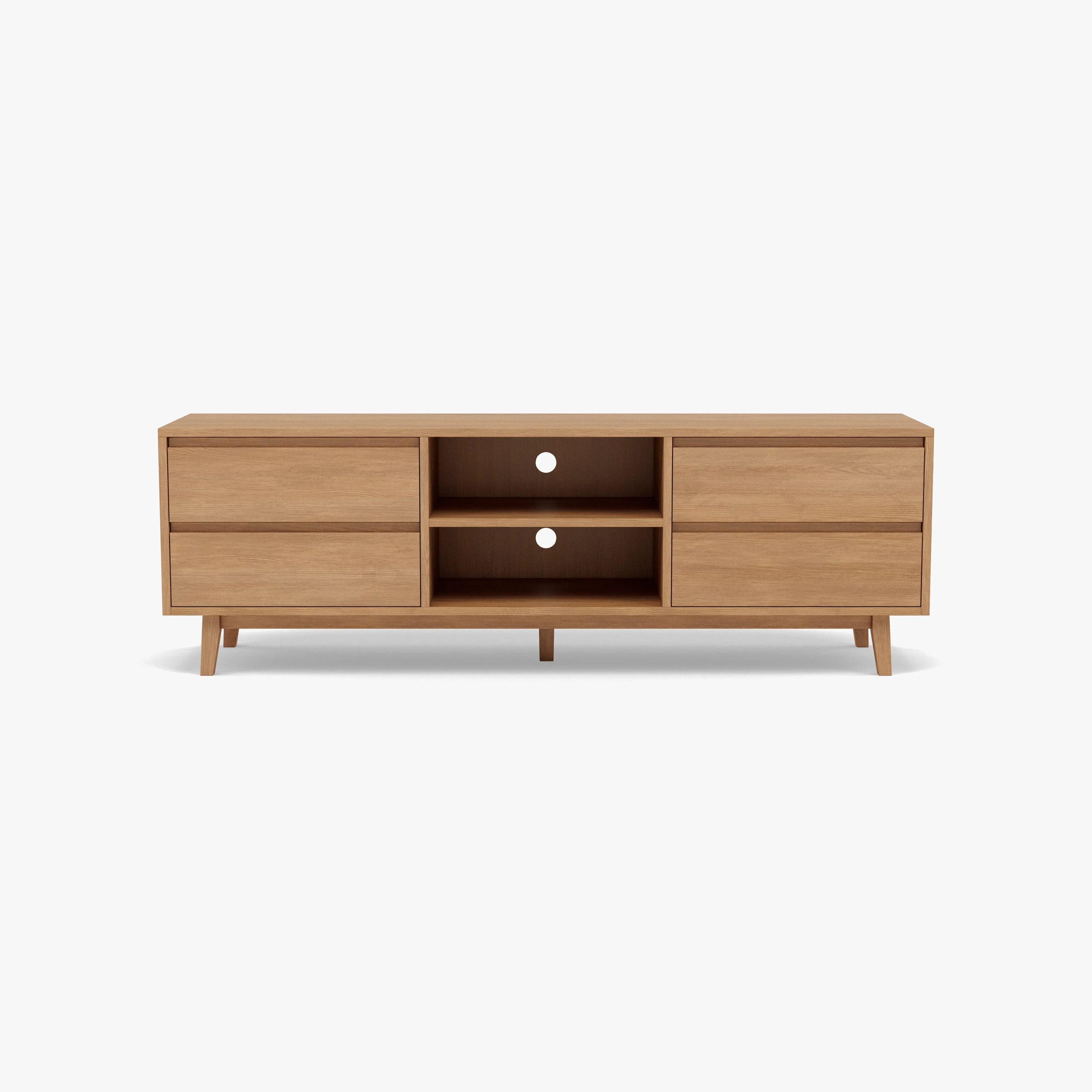 Bastian TV and Media Console 71" x 18" Solid American Oak