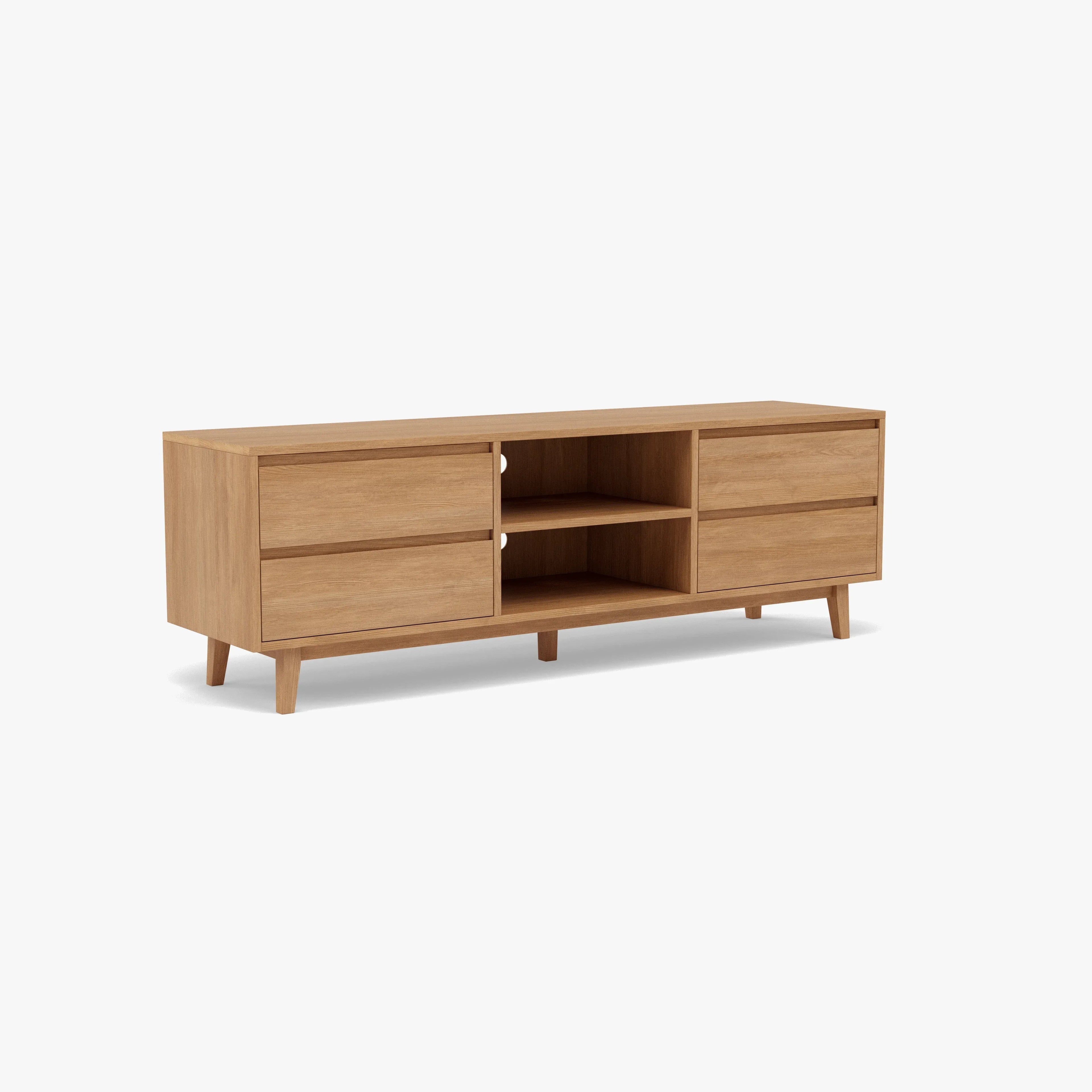 Bastian TV and Media Console 71" x 18" Solid American Oak