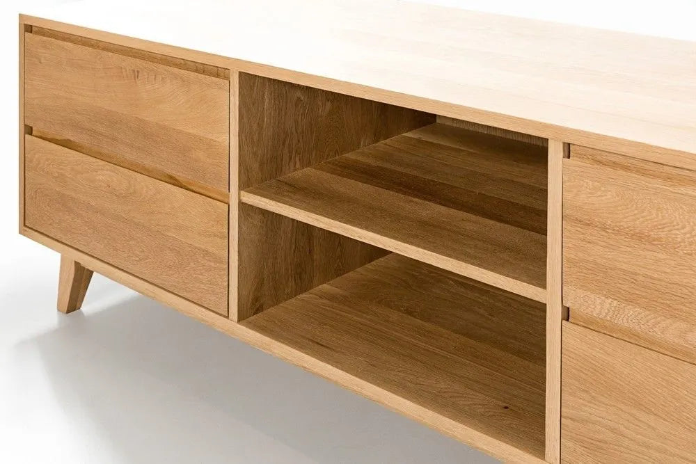 Bastian TV and Media Console 71" x 18" Solid American Oak