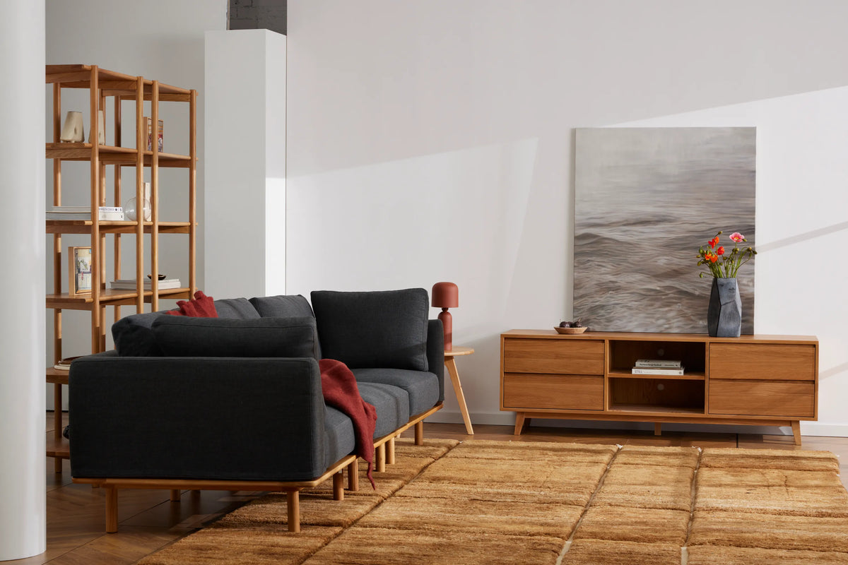 Bastian TV and Media Console 71" x 18" Solid American Oak