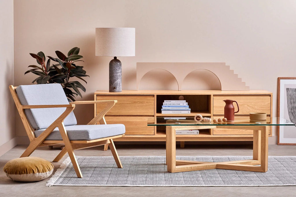 Bastian TV and Media Console 71" x 18" Solid American Oak