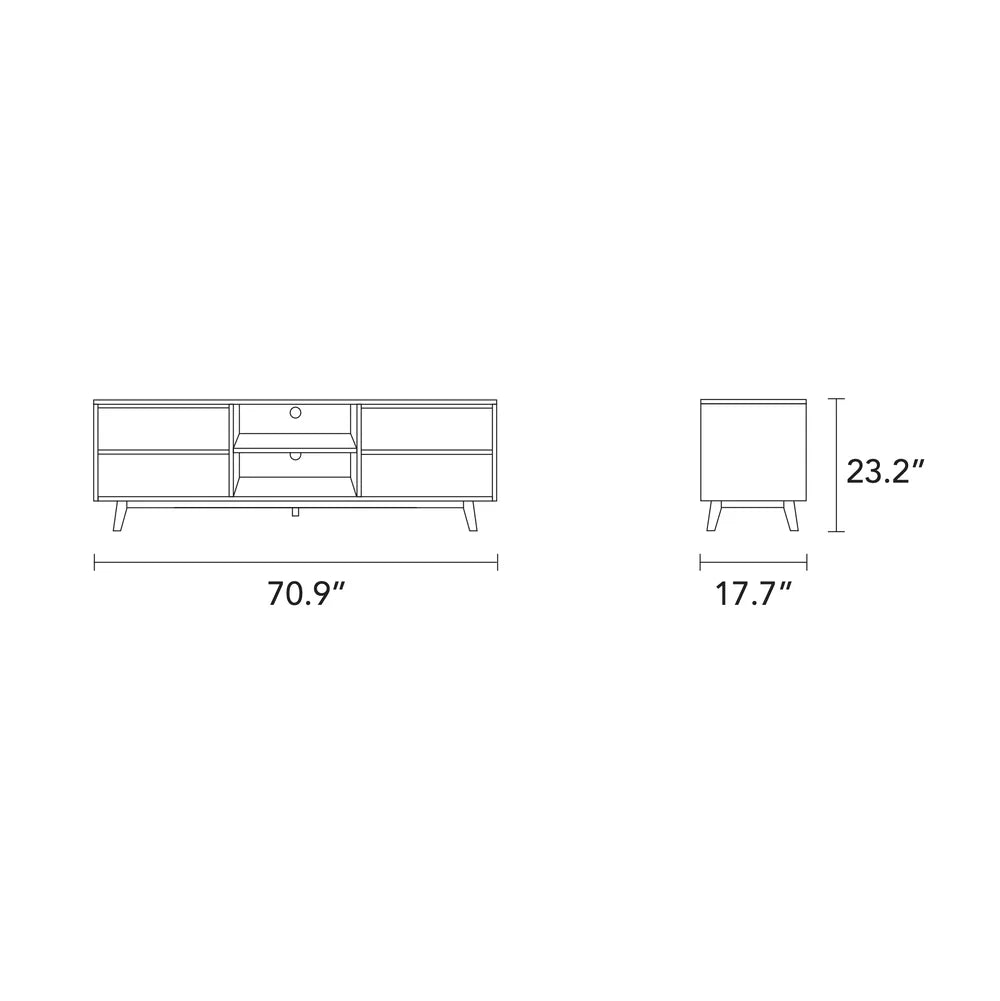 Bastian TV and Media Console 71" x 18" Solid American Oak