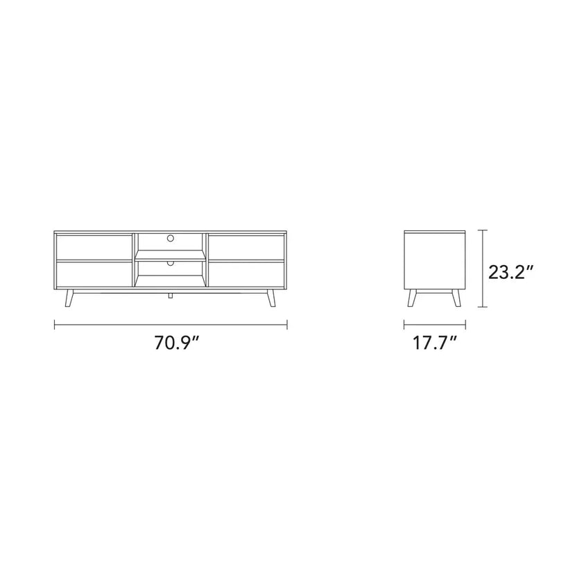 Bastian TV and Media Console 71" x 18" Solid American Oak