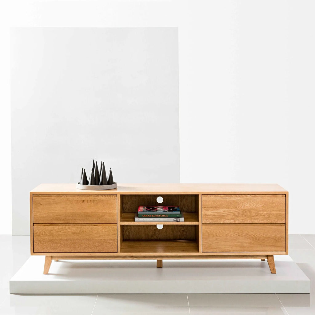 Bastian TV and Media Console 71" x 18" Solid American Oak