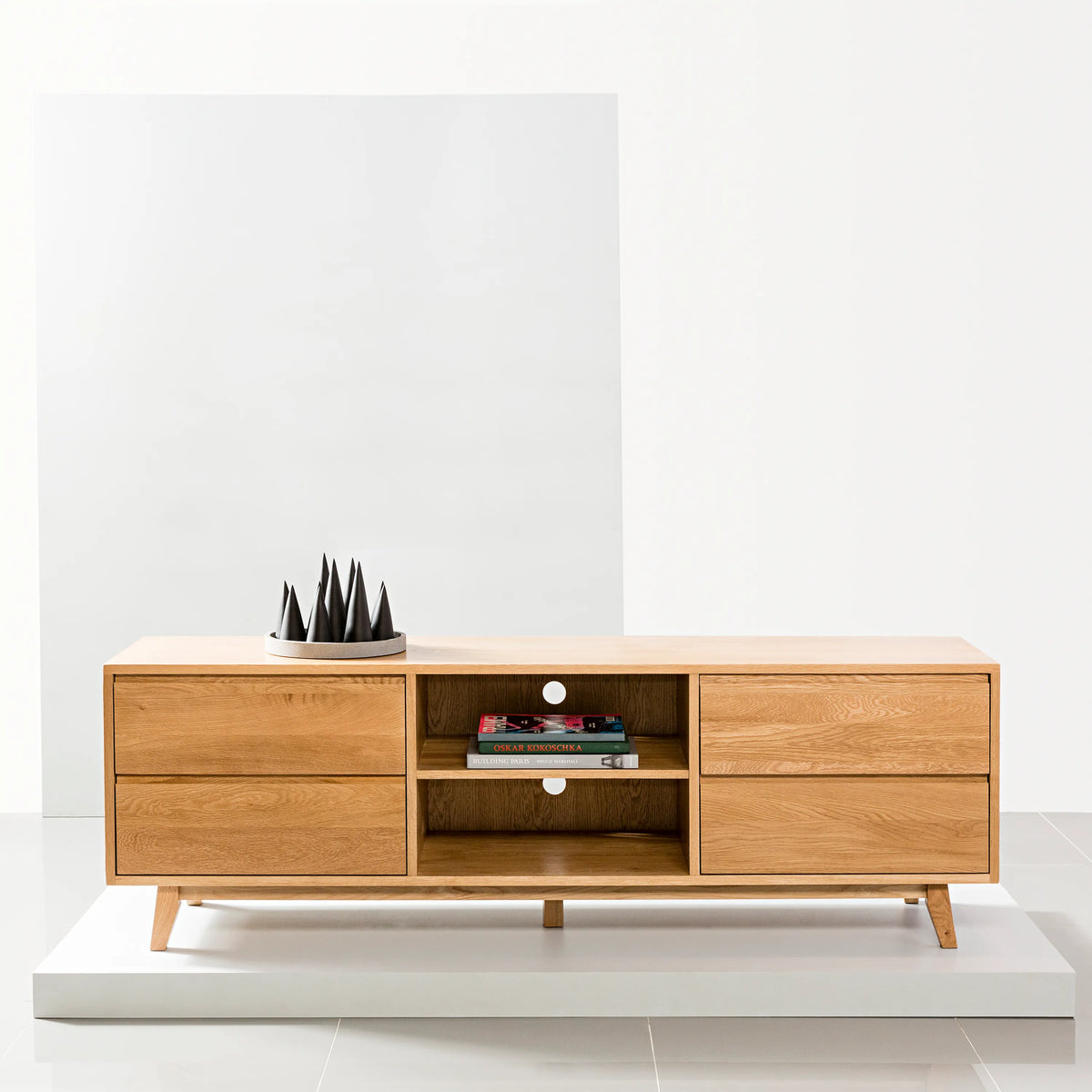 Bastian TV and Media Console 71" x 18" Solid American Oak
