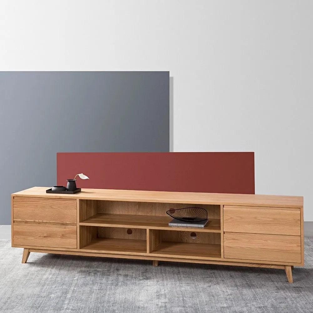 Bastian TV and Media Console 95" x 18" Solid American Oak