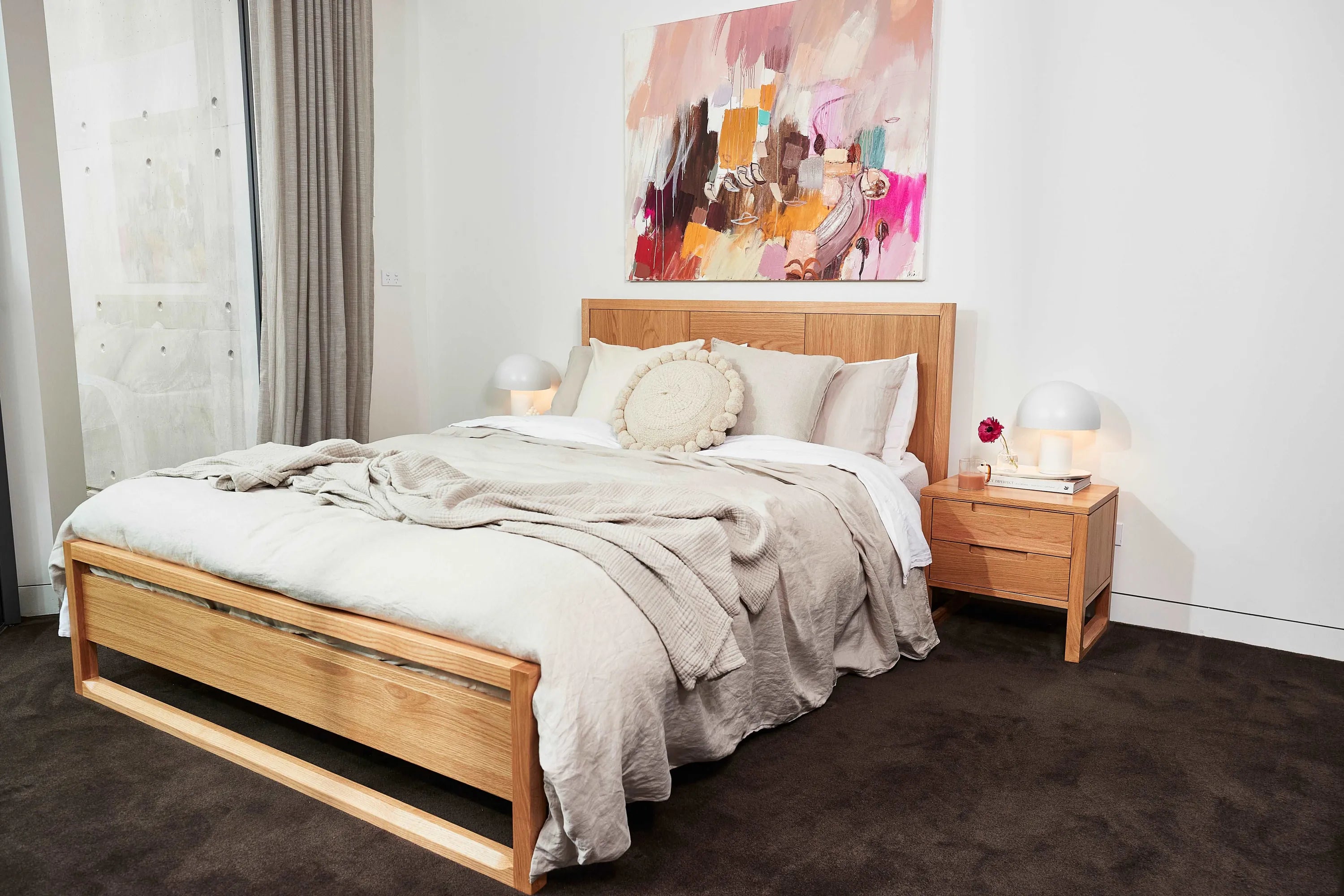 Bruno Bed Frame King American Oak