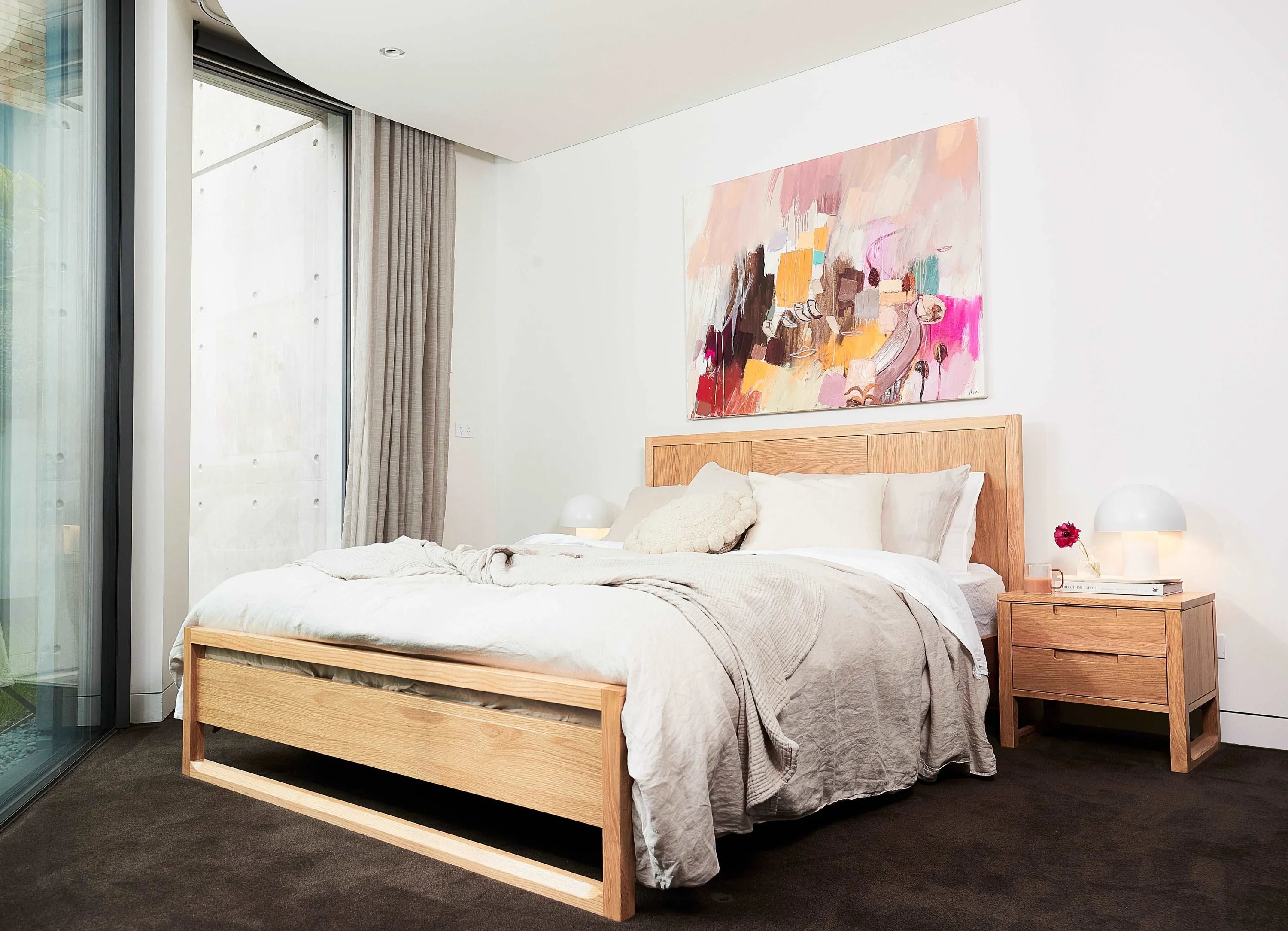 Bruno Bed Frame King American Oak