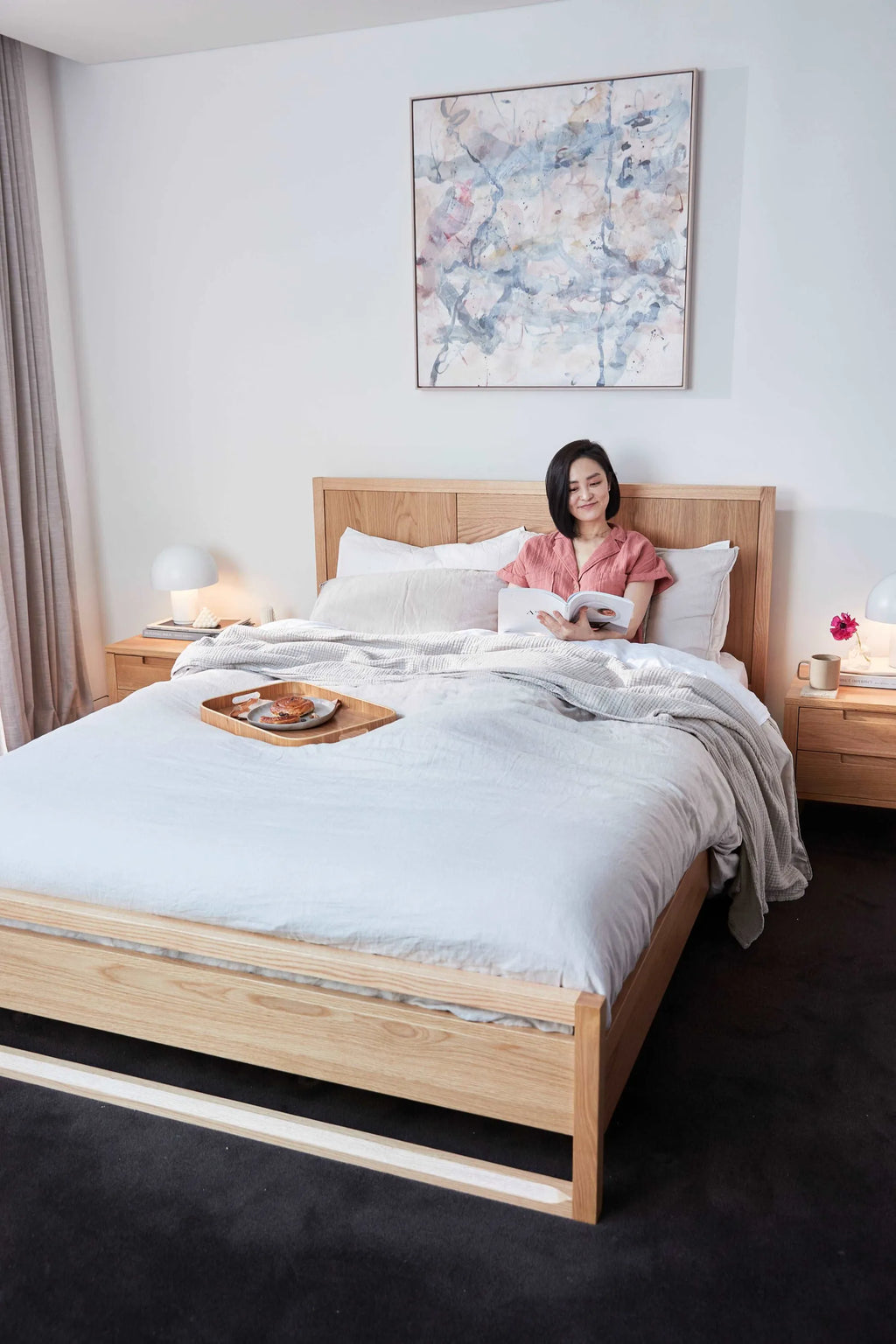 Bruno Bed Frame King American Oak
