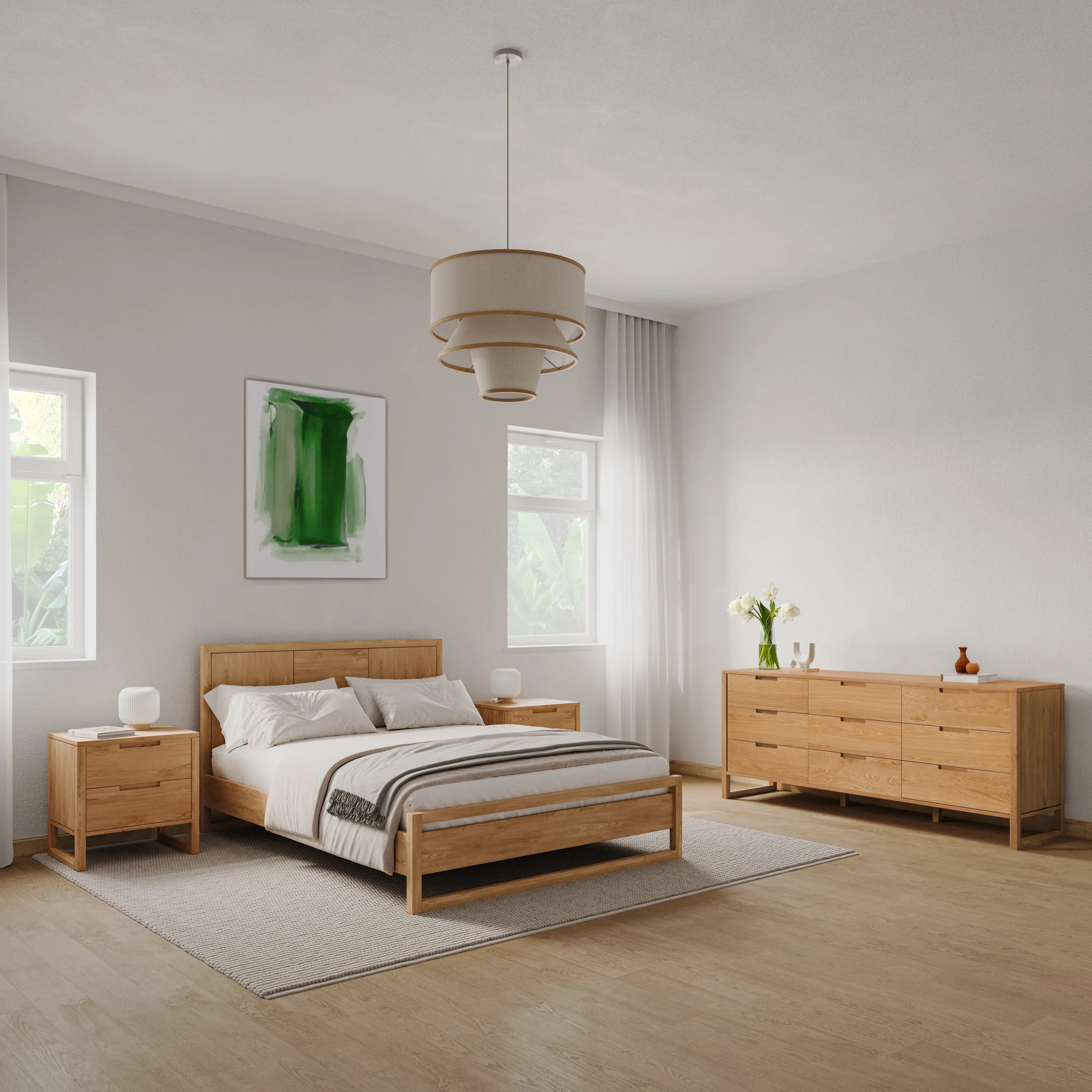 Bruno Bed Frame King American Oak